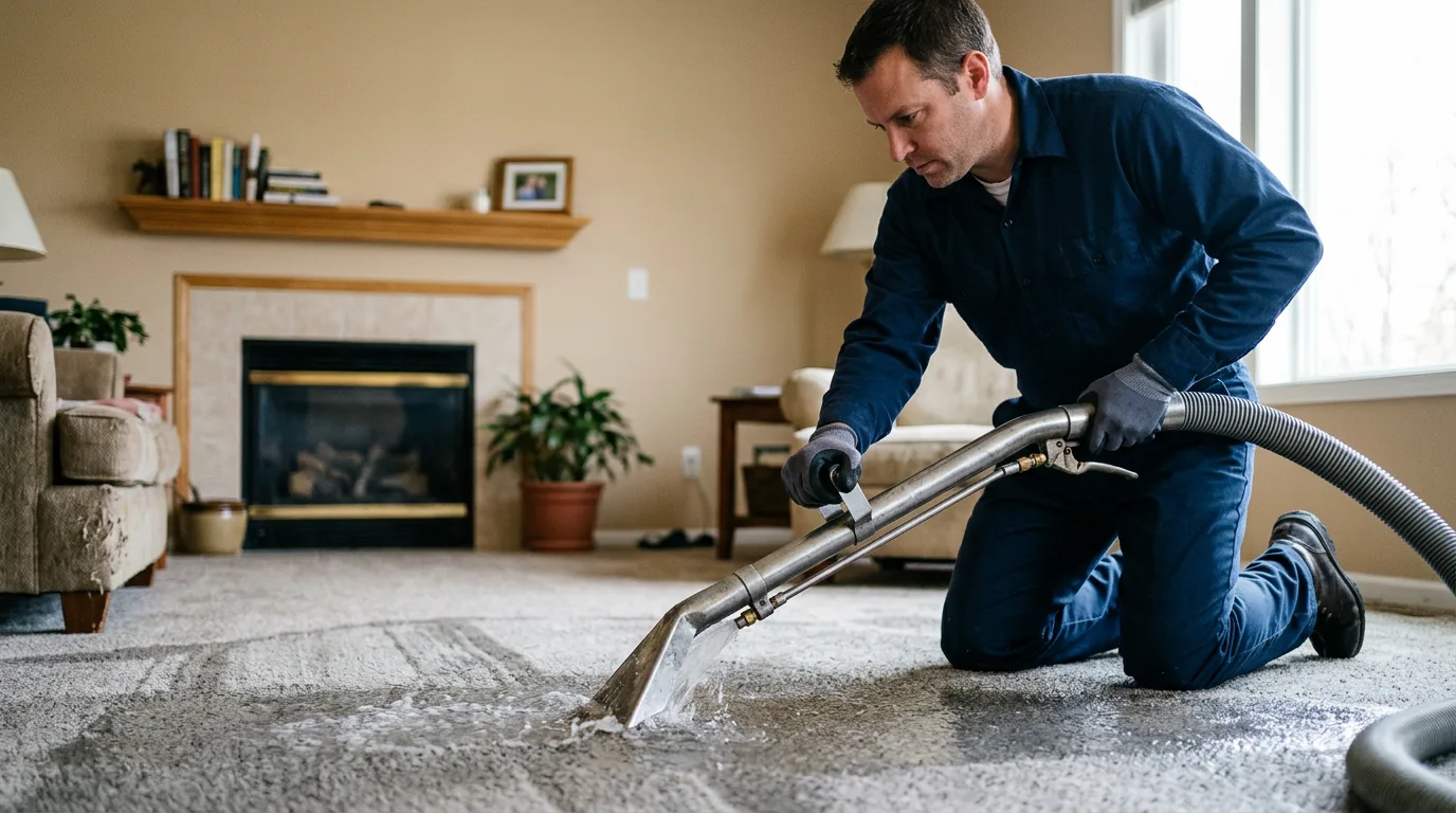 Water damage restoration technician working near New Holland, SD